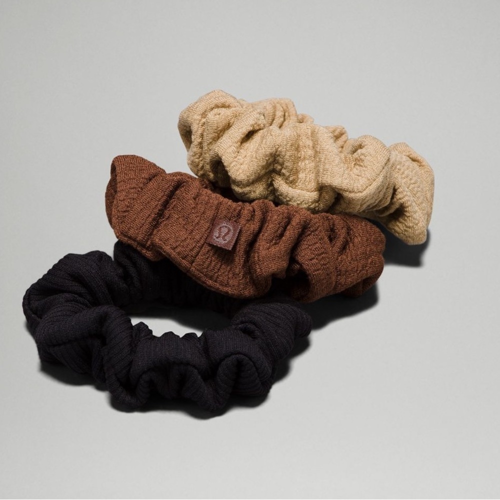 Lululemon Uplifting Scrunchies-3 Pack.  Java/Gleam/Black